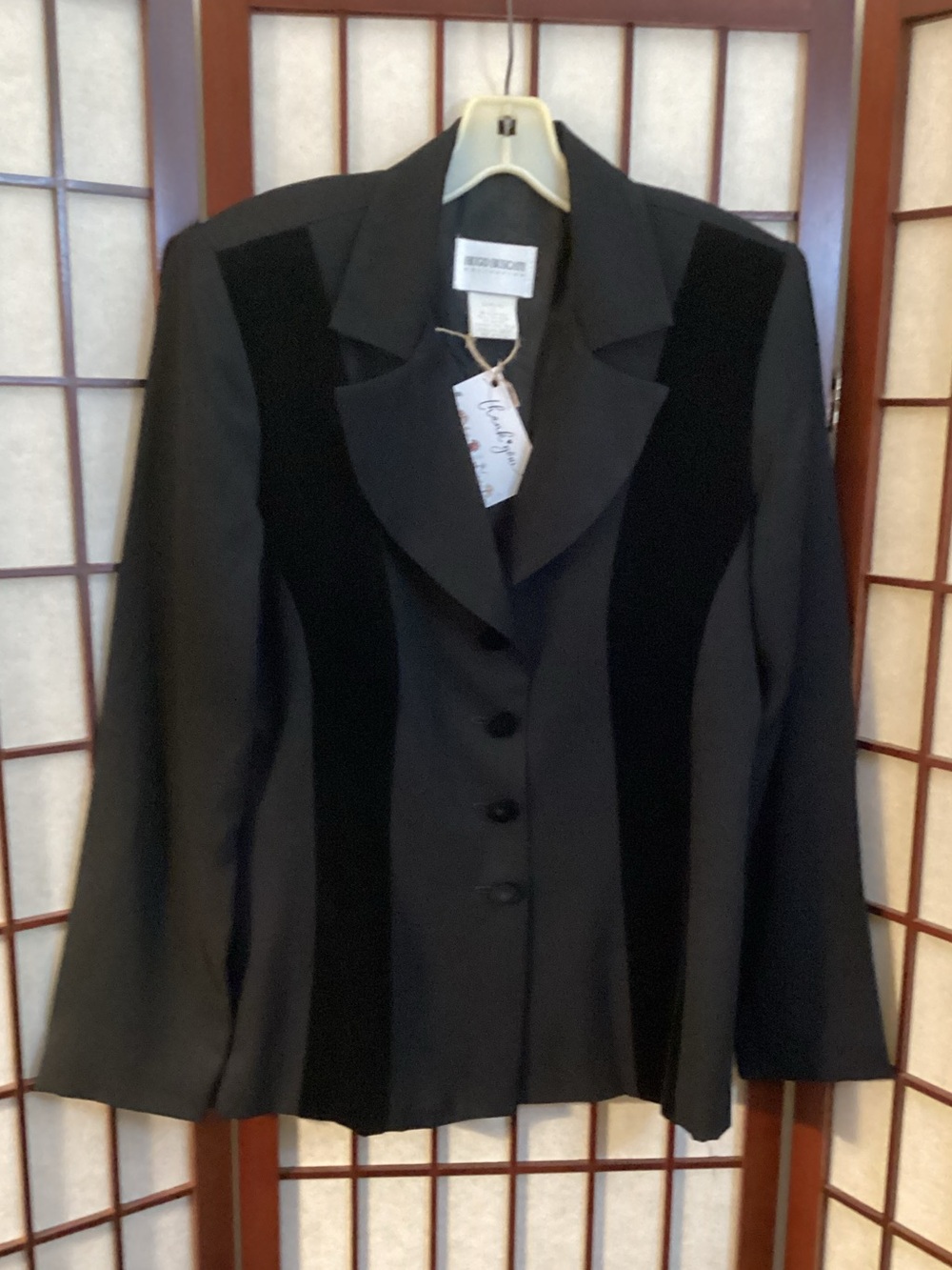 Hugo Buscati Tailored Black Paneled Blazer Size 10
